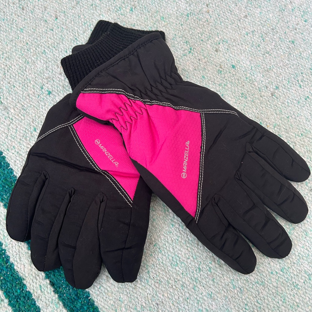 Manzella Women's Black And Pink Water Resistant Ski Gloves